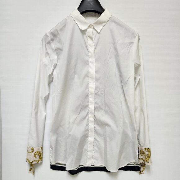 Riani Women's White Blouse W/Colourful Detail/Design on Back/Sleeves Size 10 - Picture 2 of 11